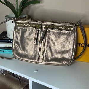 Fossils Slim Erin Rose Gold Metallic Crossbody RARE